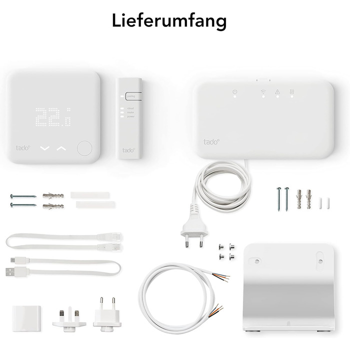 Розумний домашній термостат tado (бездротовий) Wifi Starter Kit V3 із підставкою цифрове керування опаленням для котлів легке встановлення сумісний із Alexa, Siri та Google Assistant