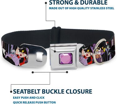 Нашийник для собак Buckle-Down, застібка-пряжка для безпеки, 5 лиходіїв Disney, шаруватий дизайн, 40.6 - 58.9 см, ширина 3.8 см. Підходить для обхвату шиї 40.6 - 58.9 см (середній розмір).