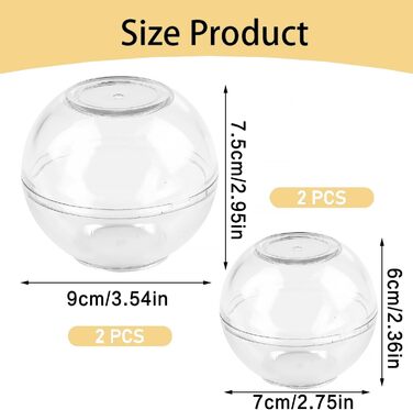 Контейнер для зберігання цибулі з 4 предметів, кульки для зберігання продуктів, що штабелюються, для часнику та цибулі, зберігання в холодильнику, діаметр 7 та 9 см, прозорий, для всього, що має сильний запах
