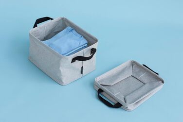 Складний кошик для білизни - Багатофункціональний ящик для зберігання паперу та іграшок - Велика ємність - Для вологого та сухого прання - Водонепроникне покриття - Органайзер - Сірий - 35 л, 30 x 20 x 10 см