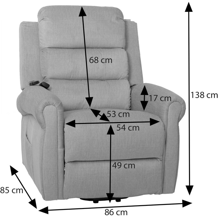Крісло для телевізора Mendler HWC-K63, відкидне крісло, функція відкидання, допомога підйому, масаж, функція підігріву, тканина (220 г/м) вельвет - зелений