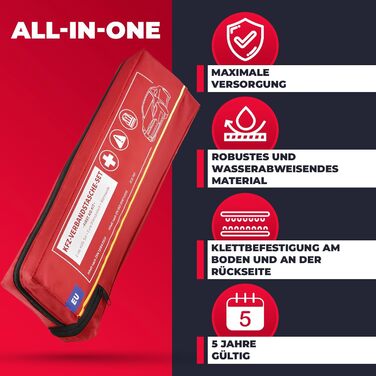 Автомобільна аптечка з попереджувальним трикутником та захисним жилетом до 2029 року відповідає вимогам ЄС згідно з DIN 131642022