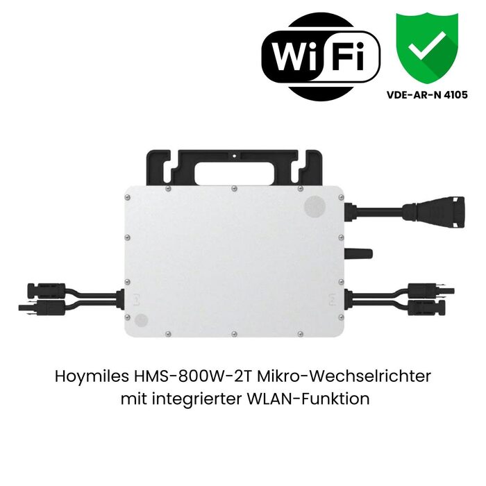 Комплект балконної електростанції XL потужністю 2000 Вт інвертор 800 Вт, 4 двосторонні сонячні панелі по 500 Вт, кабель 5 м, розетка сонячна система для балкону без монтажного кронштейна, кабель 5 м