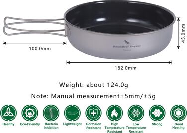 Титанова сковорода з антипригарним покриттям 15 см Легка сковорода Сковорода Походи Кемпінг Маленька тарілка Чаша Відкритий посуд
