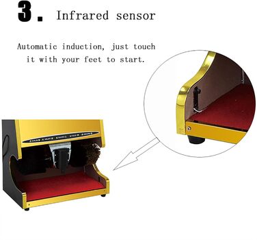 В 1 повністю автоматична полірувальна машина для взуття, порошок, полірування та блиск, 3 функції, полірувальна машина для взуття з інфрачервоним датчиком з подвійною комбінованою щіткою для сім'ї, готелів, банків, комерційних, 3