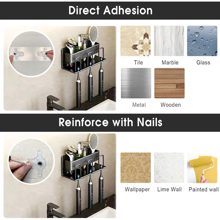 Тримач для зубних щіток, тримач для зубних щіток для душової кабіни, настінний тримач для зубних щіток, тримач для душової кабіни,