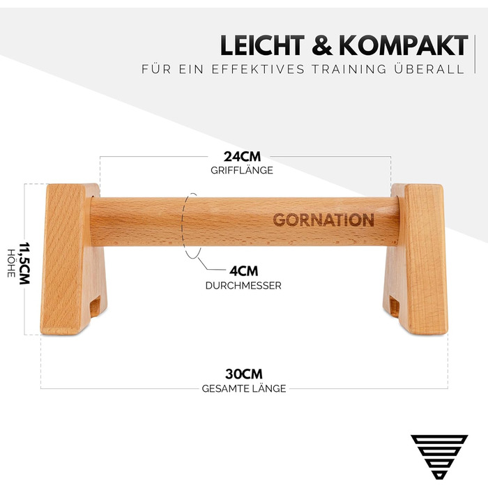 Дерев&39яні паралелети GORNATION для віджимань, дерев&39яні ручки для віджимань, калістеніка та фітнес-тренування, перекладини для віджимань, ручки для калістенічних віджимань для тренування верхньої частини тіла, вкл. стрічку для захоплення