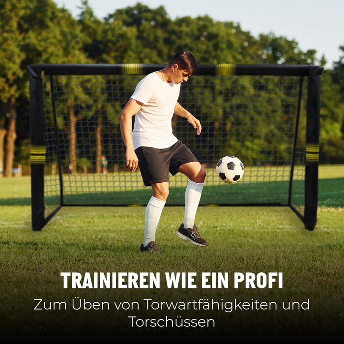 Футбольні ворота Umbro - Великі футбольні ворота - Футбольні ворота - Футбольні ворота для саду, дітей та дорослих - Тренувальний футбольний інвентар для приміщень та вулиці - Метал - Чорний/Жовтий 240x160x8 см