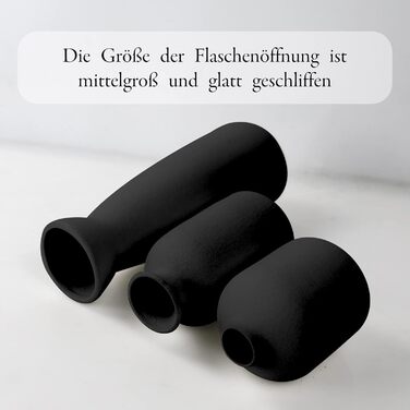 Керамічні вази Набір з 3 невеликих ваз Декоративні білі квіткові вази Сучасний сільський фермерський будинок Домашній декор Керамічна ваза, декоративні вази для трави пампаси та сухоцвітів чорний