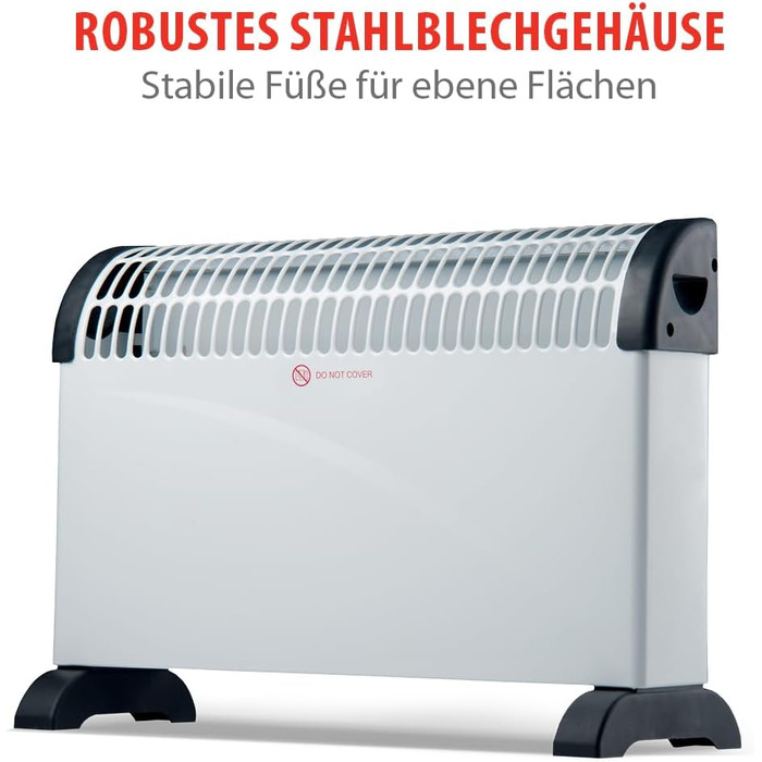 Електричний конвекційний обігрівач alpina CHYO2 електричний радіатор потужністю 2000 Вт з регульованим термостатом та функцією турбо для приміщень площею до 15 м білий