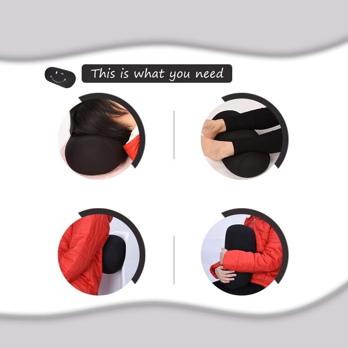 Подушка з мікробісеру, подушка для шиї, подушка з мікробісеру, мікро-міні-подушка з мікробісеру для спини, декоративна подушка в рулоні, дорожня, домашня, для сну, зручна (розмір 32 x 16 см), чорна