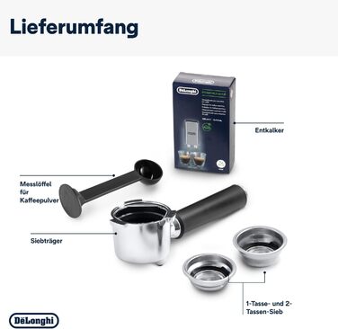 Портафільтр-машина для еспресо, еспресо-машина з професійним піноутворювачем, шириною всього 15 см, для кавового порошку або капсул ESE, резервуар для води 1 л, сріблястий Silver Dedica, 685.M