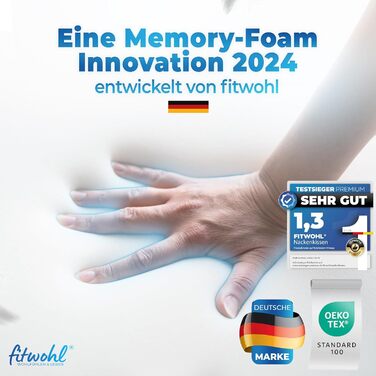 Ортопедична подушка - Подушка з піни з ефектом пам&39яті - Подушка для підтримки шиї - Ергономічна подушка для шиї - Від болю в шиї - Подушка для сну на боці, біла