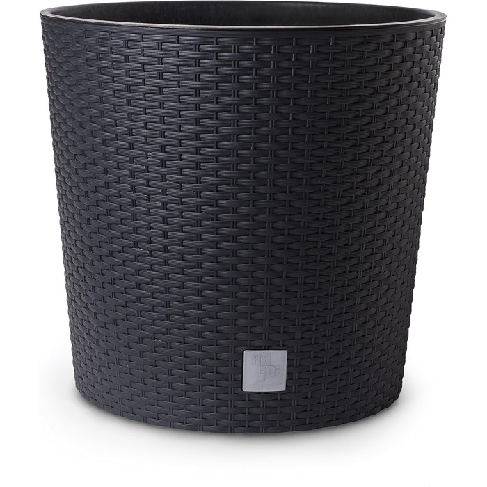 Кашпо HappyFlower MultiProject вкл. вставку круглий ротанговий вигляд 4 розміри 4 кольори кашпо (400, чорний) 400 антрацит