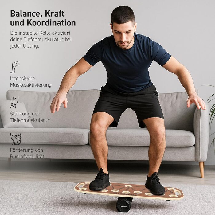 Дерев&39яна дошка для віджимань MSPORTS преміум-класу з роликом багатофункціональна дошка для віджимань для тренувань пресу, балансу та сили 15 положень хвата, міцні ручки, протиковзке покриття, фітнес-обладнання для домашнього спортзалу