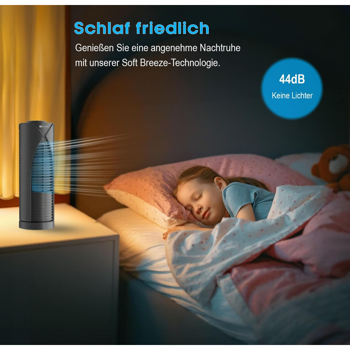 Настільний вентилятор PureMate Mini з 3 швидкостями обертання, автоматичне коливання на 70, невелика висота вентилятора 33 см, іде