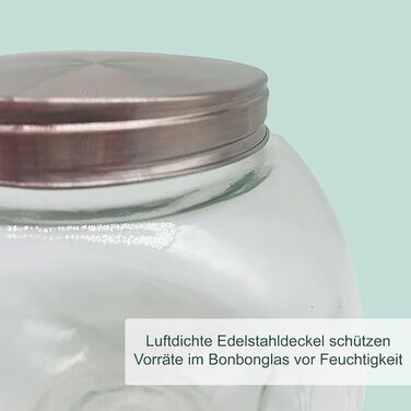 Банка для цукерок Relaxdays, набір з 2 шт. , 2 літри, банки для зберігання солодощів, батончик, кришка з нержавіючої сталі, прозора/срібляста