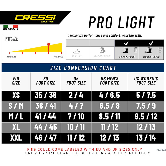 Ласти для дайвінгу Cressi Pro Light з відкритою п&39ятою, розмір M/L (41/43), чорні