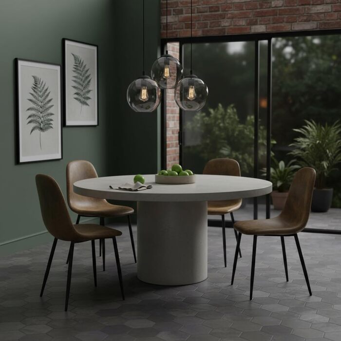 Комплект обідніх стільців Homy Casa з 4 предметів, скандинавський вінтажний стиль, сидіння зі штучної замші зі сталевими ніжками чорного та коричневого кольорів.