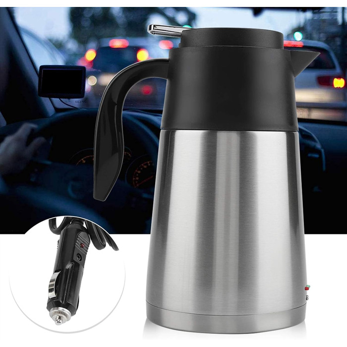 Автомобільний чайник Kuuleyn 1300 мл, автомобільна кружка з нержавіючої сталі з електричним підігрівом, 12 В/24 В з нержавіючої ст