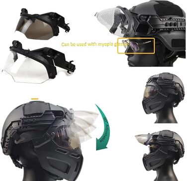 Тактична захисна маска для обличчя для швидких шоломів, військова захисна маска для страйкболу та пейнтболу, мисливські шоломи з регульованими окулярами, аксесуари для військових ігор та мисливських костюмів