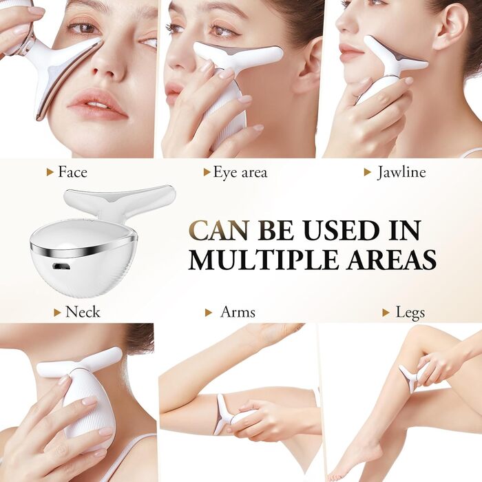 Масажер для обличчя проти зморшок, ANLAN Пристрій для краси обличчя з 3 режимами, 45 V Face Beauty Meter Пристрій для обличчя для підтяжки шкіри та підтяжки EMS Масаж обличчя для жінок Чоловіки V Shape Face Пристрій для обличчя білий