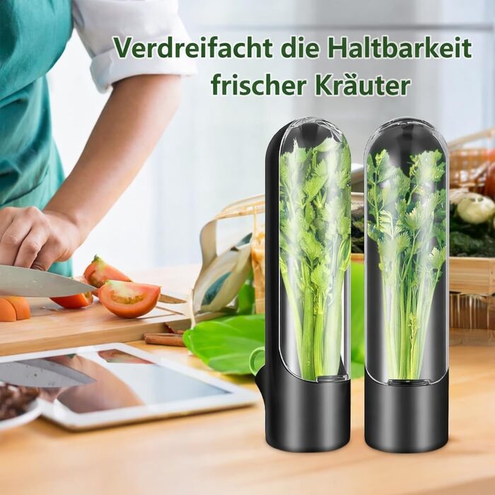 Набір із 6 контейнерів для трав для дверцят холодильника Зберігає свіжість коріандру, мяти та спаржі в 3 рази довше Преміальний контейнер для трав та горщик для спаржі з резервуаром для води для коріандру, петрушки (без BPA, висота 24,5 см)