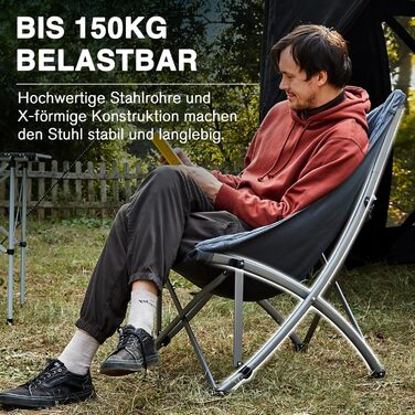 Розкішний складний кемпінговий стілець EVER ADVANCED, м&39який 6 см, вантажопідйомність 150 кг, невеликий розмір у упаковці, надзвичайно висока спинка, портативний складний стілець для кемпінгу, саду, балкону, пікніка, використання в приміщенні