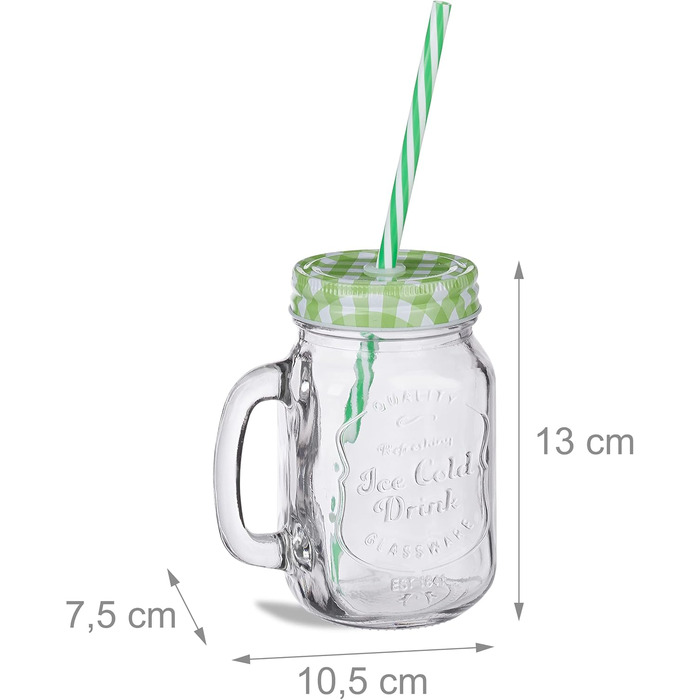 Х стаканів з соломинкою, 400 мл, ВхШхГ 13x10,5x15 см, з кришкою, з ручкою, набір стаканів для холодних напоїв, різнокольорові, 48