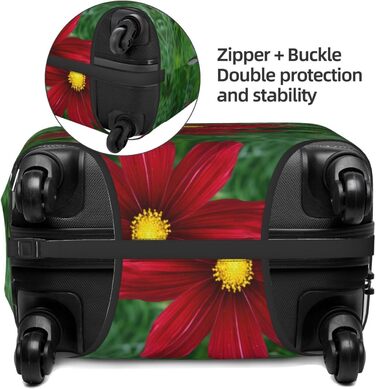 Чохол для багажу Червона троянда з принтом, еластичний захист від подряпин та пилу для валіз, чорний, розмір 80