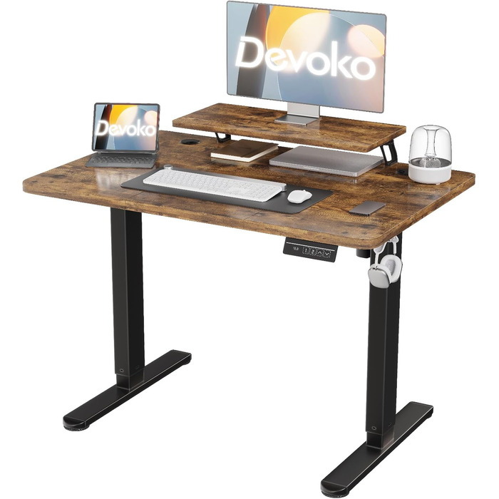 Електричний регульований по висоті стіл, з підставкою для монітора, комп'ютерний стіл, з 2 функціями зберігання по висоті, для спа