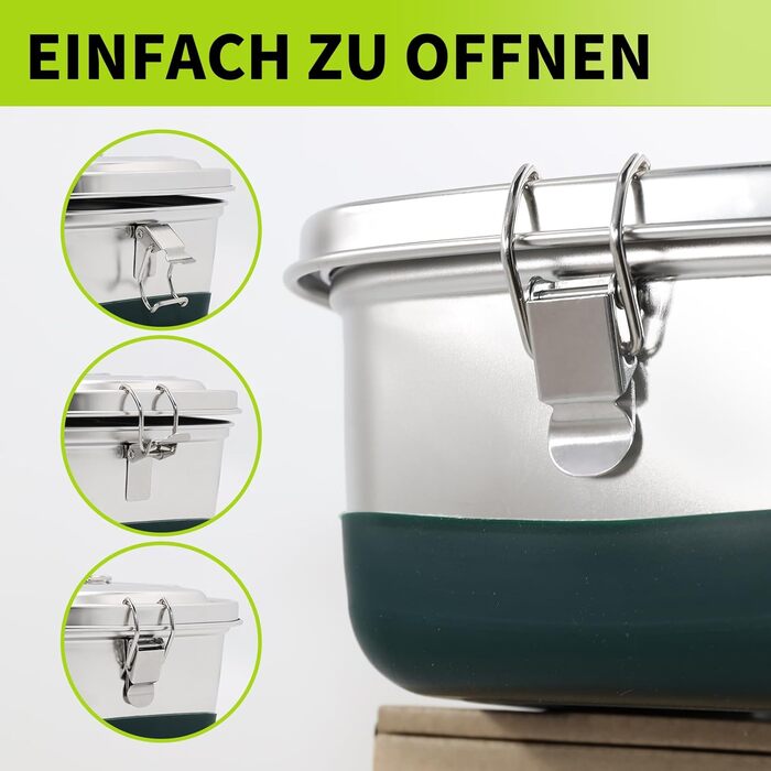 Ланчбокс iDattel з нержавіючої сталі, 2000 мл герметичний контейнер для обіду з роздільниками та силіконовою прокладкою, без BPA. Ідеально підходить для пікніків, школи, роботи. Металевий ланчбокс з текстильним чохлом для дорослих та дітей.