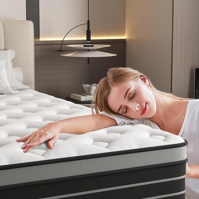 Матрац 90x200 см для пружинного ліжка, рівень жорсткості H3, підходить для дітей та дорослих, сертифікований Oeko-Tex, ергономічний 7-зонний матрац, висота 20 см, односпальний (90x200 см)