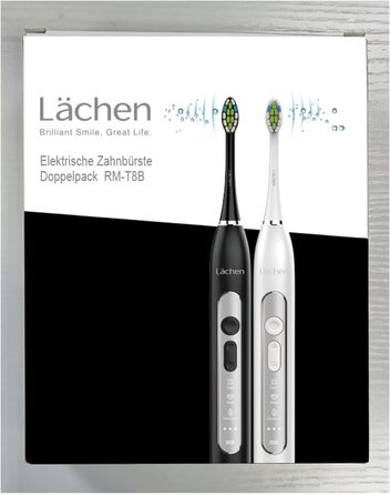 Електрична зубна щітка Lchen подвійна упаковка RM-T8, з 2 наконечниками звукової зубної щітки та 2 дорожніми сумками, 3 режимами та 3 силами вібрації з 10 щітками, дротова