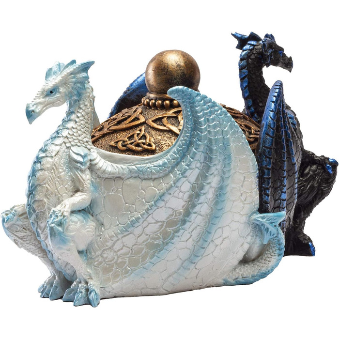 Тихоокеанські подарунки, фентезі, кельтське вузлування, подвійні дракони Інь-Янь, декоративна дрібничка, скринька для ювелірних виробів, фігурка, 5,75 дюйма завдовжки