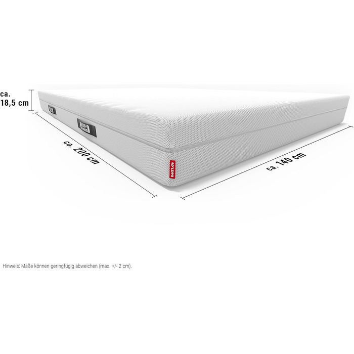 Матрац bett1 BODYGUARD Anti-Cartel 140x200. Найпопулярніший матрац у Німеччині (2 рівні жорсткості в 1, середньо-жорсткий та жорсткий, чохол можна прати при 60C, Oeko-TEX 100, ергономічні модулі, піна QX) середньої жорсткості 140 x 200 см