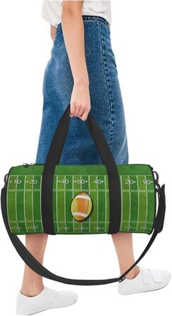 Дорожня сумка з принтом губ у чорно-білу смужку, кругла форма, великий об'єм, легка та міцна, ідеальний подарунок для походів, відпустки, ділових поїздок та іншого, з дизайном американського футбольного поля