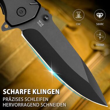 Рятувальний ніж NedFoss NF18, складний ніж 9,8 см з різаком для ременя та склорізом, кишеньковий ніж з фіксатором та шарикопідшипн