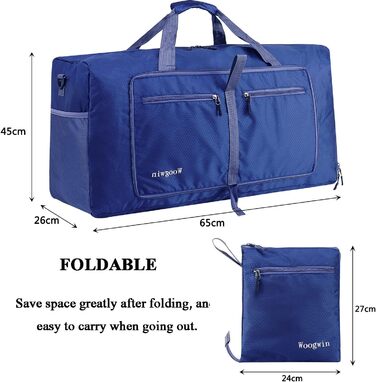 Велика складна дорожня сумка об&39ємом 60 л для чоловіків та жінок з відділенням для взуття, водонепроникна, сумка для сауни, дорожня сумка для спорту, відпустки, спортзалу, ночівлі, нова, темно-синя