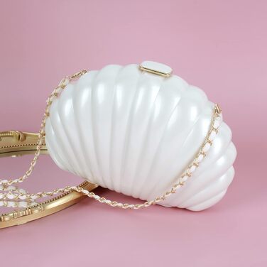 Жіноча вечірня сумочка-клатч з блискітками та оболонкою, блискуча сумочка зі стразами та ланцюжком для весілля, білий 07048