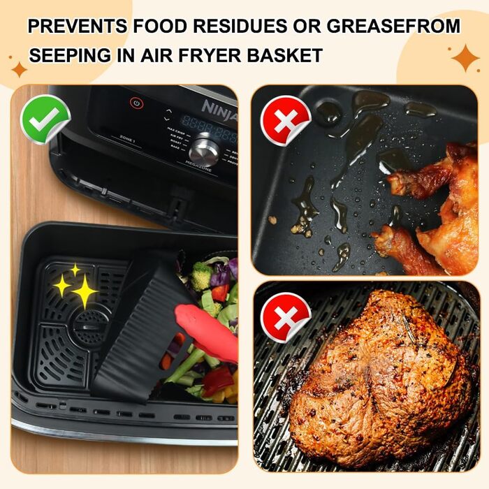 Силіконова форма для випічки YQL для фритюрниці Ninja Foodi Flexdrawer 10.4 л, 2 шт. и аксесуарів Аерофритюрниця Аерофритюрниця Силіконова форма для Ninja AF500EU AF500EUCP Black