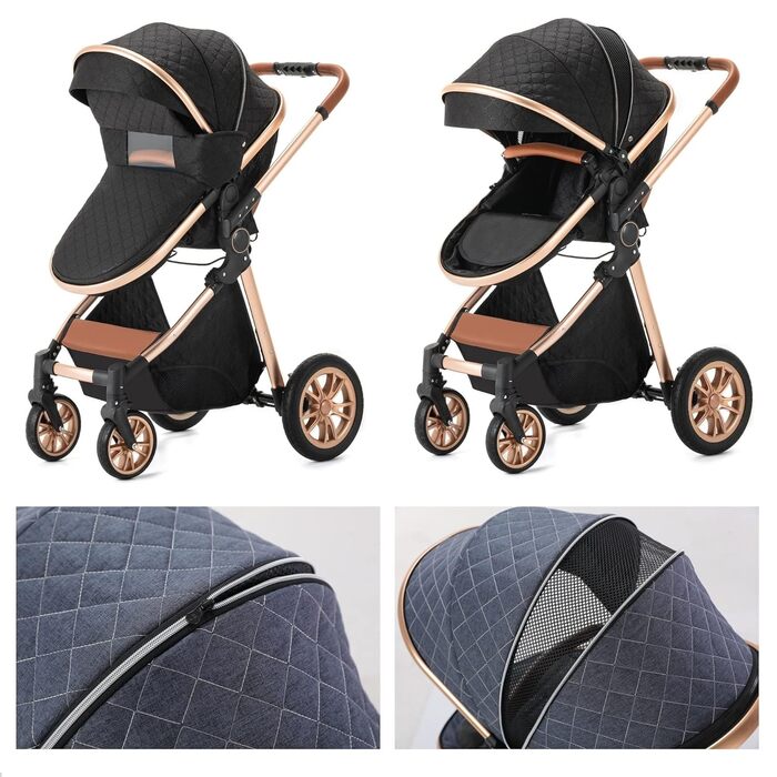 Коляска Gcarebb 3 в 1, коляска-тростина з автокріслом, складна портативна коляска в один клік, комбінована коляска з алюмінієвою р