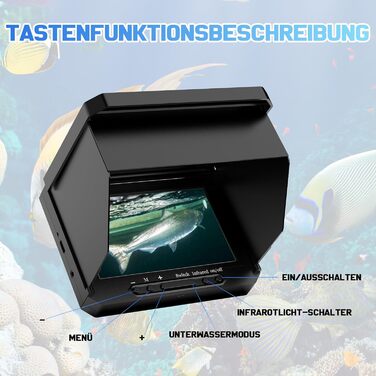 Портативний 5-дюймовий IPS-ехолот з 17 ІЧ-світлодіодами та 20-метровим кабелем - рибальська камера 1080P з широким кутом огляду 220 - водонепроникна IP68, підводна рибальська камера ємністю 6000 мАг для човна, підлідної риболовлі, морської та річкової риб