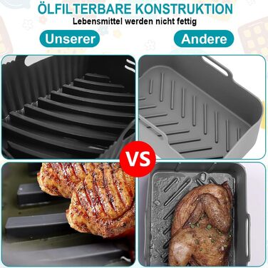 Аксесуари для аерофритюрниці, Аксесуари для фритюрниці з силіконовою формою для Ninja Foodi AF300EU 7.6 л, Cecotec LLIVEKIT 9 Л, PARIS RHNE 9.5 Л та інші аксесуари для двозонної фритюрниці, аксесуари для фритюрниці, 5 шт.