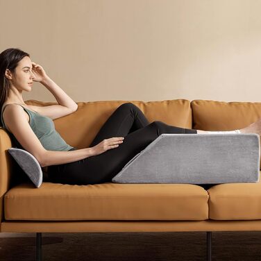Подушка для підняття ніг, губчаста подушка для підняття ніг, подушка для підтримки ніг, полегшує біль у спині та ногах, сприяє кровообігу, можна прати, сірий колір