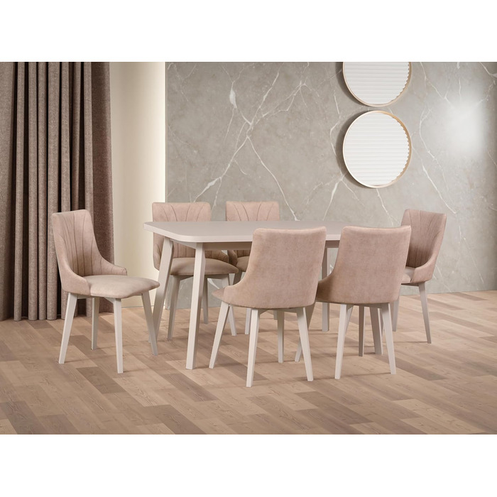 Розсувний овальний обідній стіл - кухонний стіл - дерев&39яні ніжки чорного кольору - стільниця з оздобленням Artisan - сучасний стиль - розрахований на 6-8 осіб, 80 x 140-180 см, Artisan, чорний