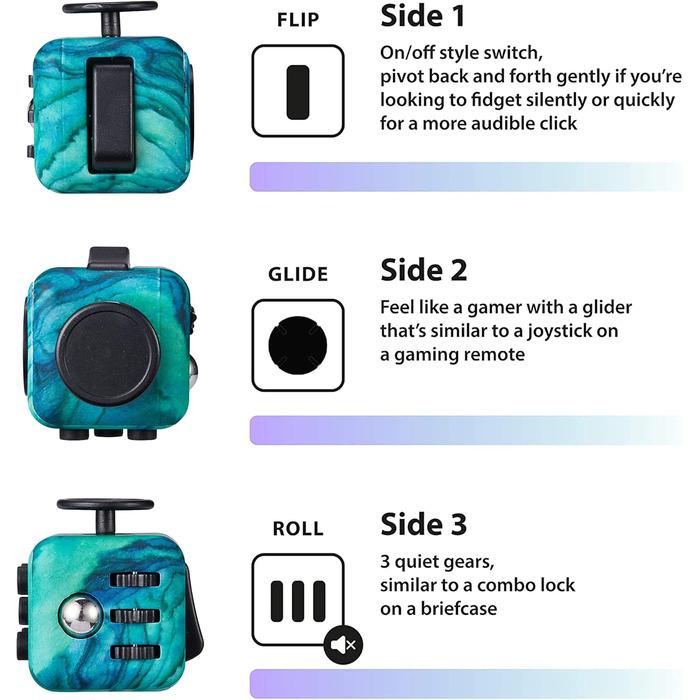 Іграшка Yetech Green Anti-Stress Cube, антистресовий кубик із функцією 6 сторін, для дітей і дорослих, засіб для зняття стресу від