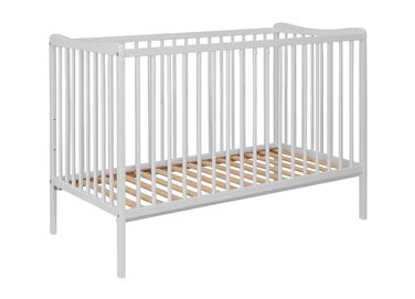 Дитяче ліжко 120x60 см Біле, протестовано на відповідність EN 716, дитяче ліжко з бука, регульована по висоті рейкова основа, 3 знімні перекладини