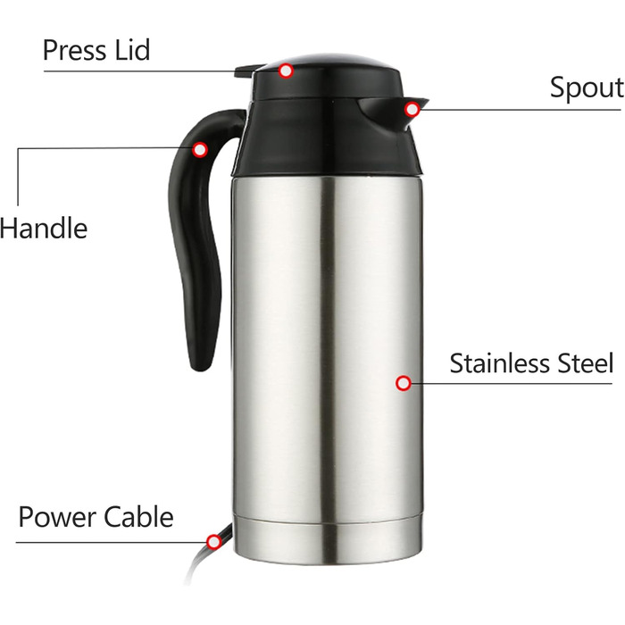 Автомобільний чайник Hangrow 12V, 650ml Kettle Usb, прикурювач Подорожній чайник Чайник Автомобільний чайник Прикурювач для подоро