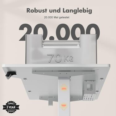 Стіл з регульованою висотою, білий, 180 x 85 см, L-подібний стіл, регульована висотою, електричний, ергономічний ігровий стіл з гачками (білий)